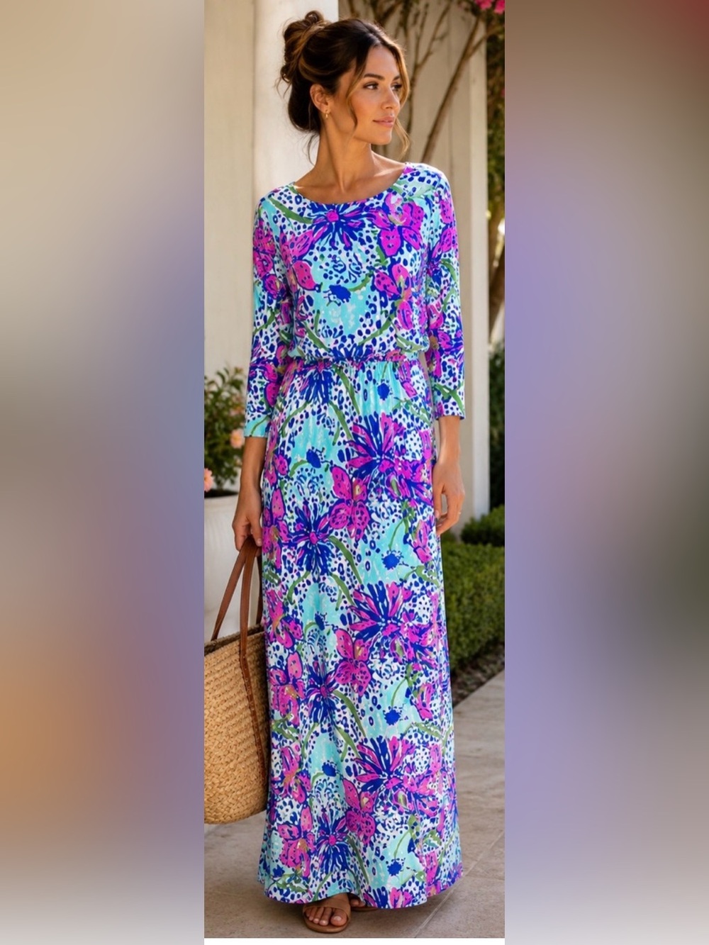 Lilly Pulitzer Nigella Maxi Dress In The Garden Floral XS